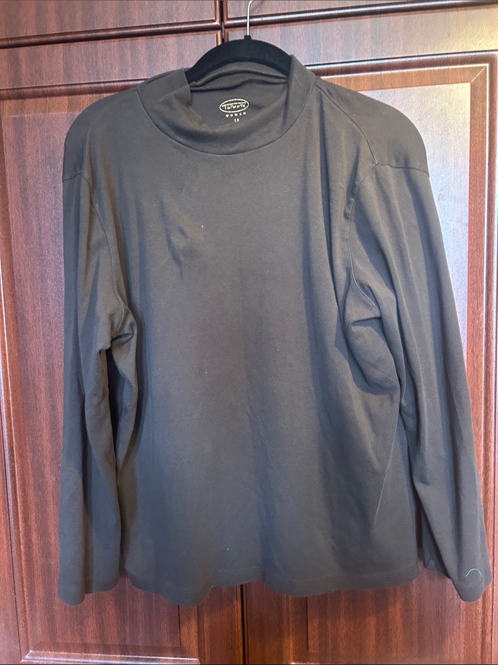 Talbots Brown Long-Sleeve Mock Neck Tee